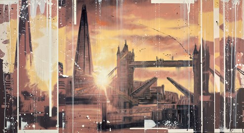 Tower Bridge, Sun Rise by Kris Hardy - Original Painting on Box Canvas